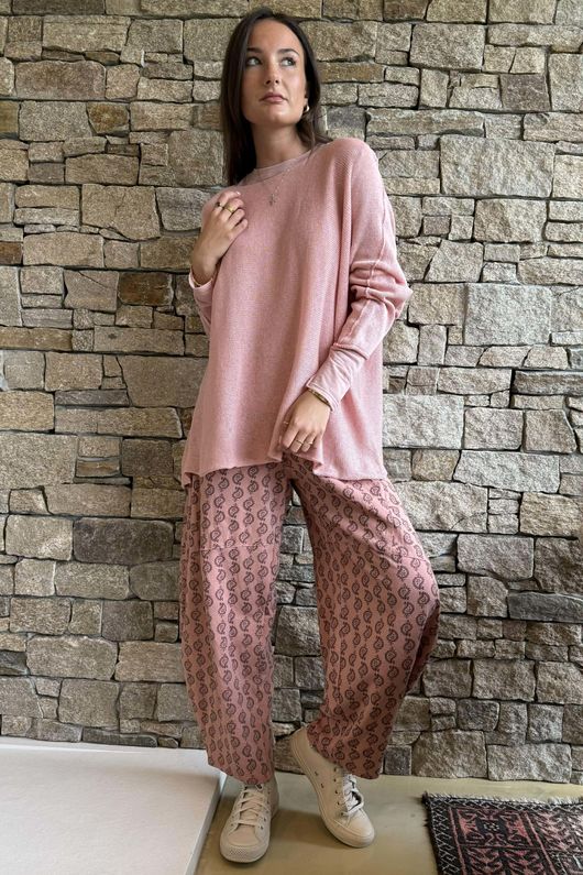 Conrad Slouch Cotton Knit Rose